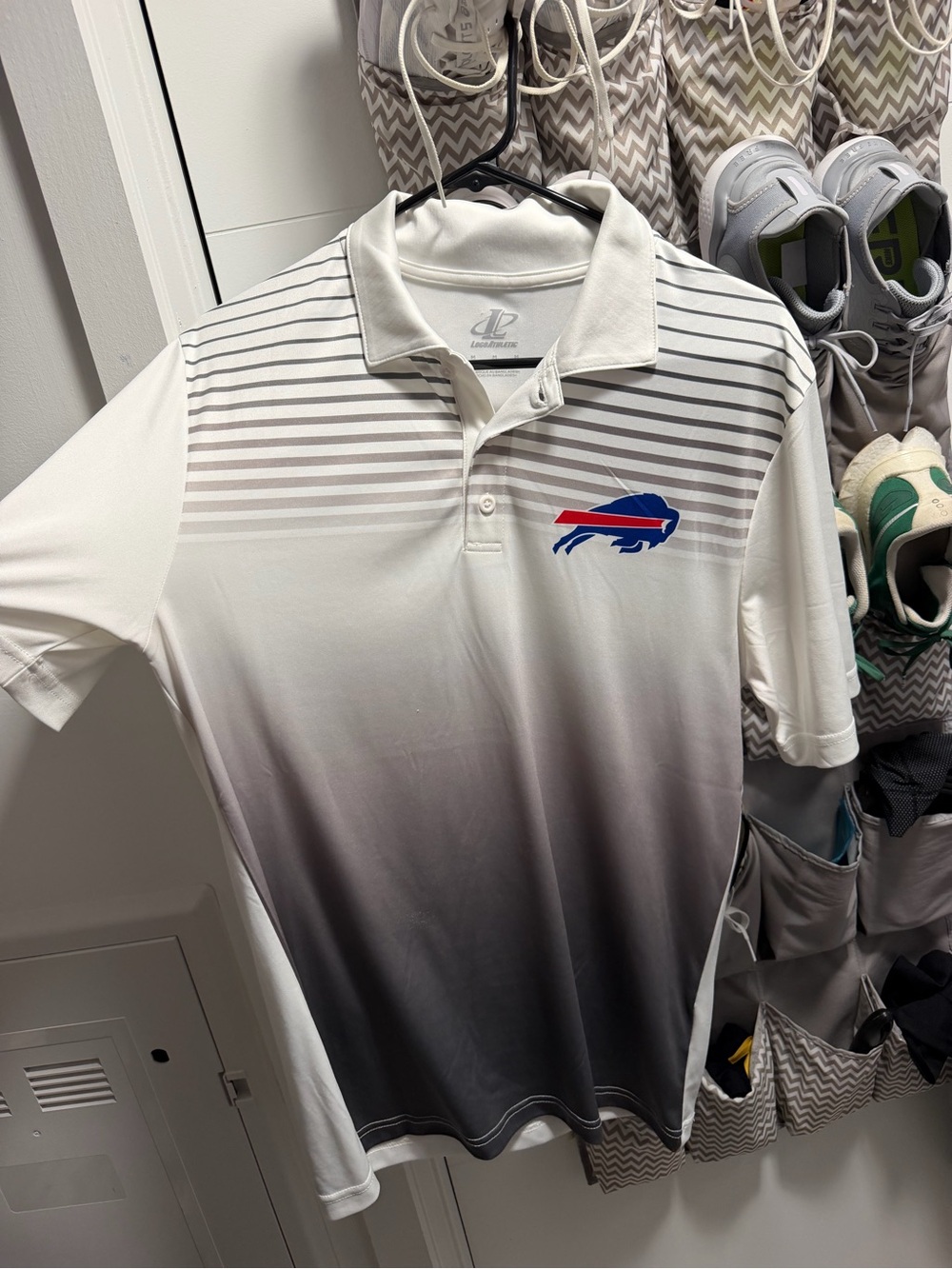 Men's White to Gray Gradient Polo with Buffalo Logo